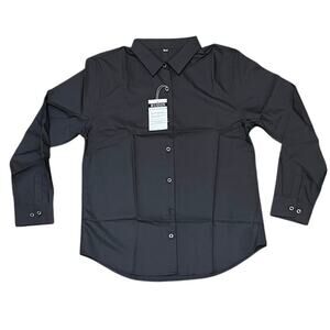 Ruisin Men’s Long Sleeve Dark Grey Button Size Medium